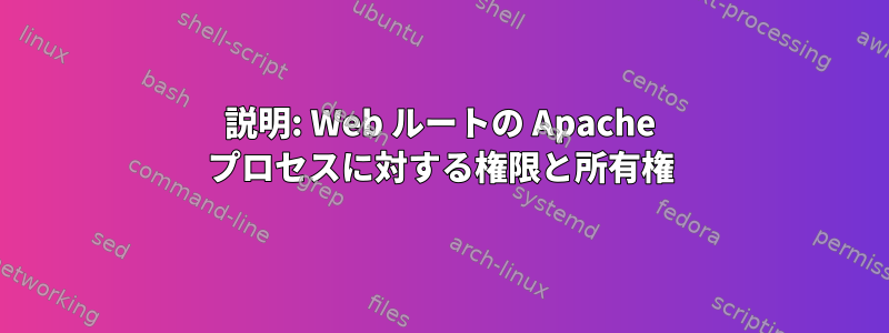 説明: Web ルートの Apache プロセスに対する権限と所有権