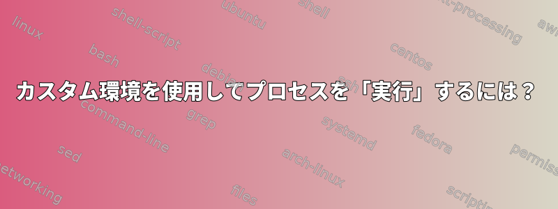 カスタム環境を使用してプロセスを「実行」するには？