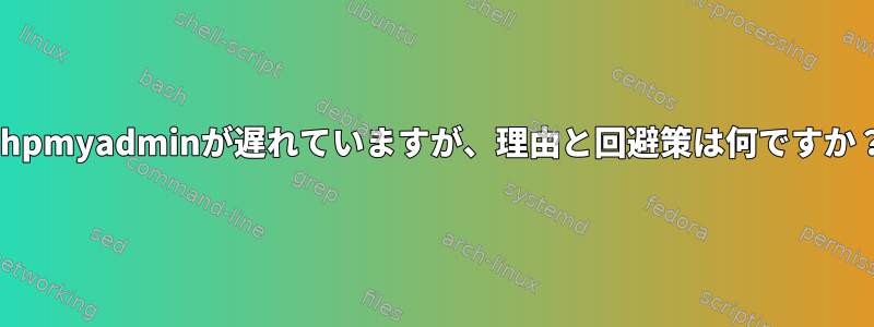 phpmyadminが遅れていますが、理由と回避策は何ですか？