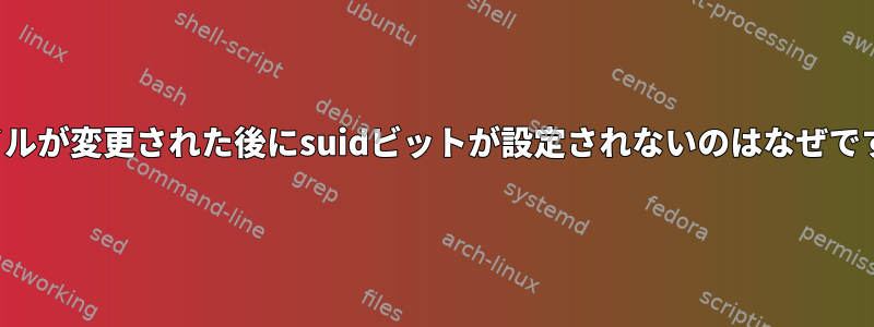 ファイルが変更された後にsuidビットが設定されないのはなぜですか？