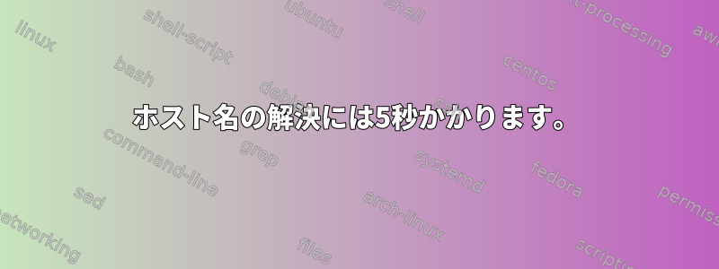 ホスト名の解決には5秒かかります。