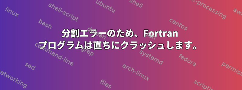 分割エラーのため、Fortran プログラムは直ちにクラッシュします。