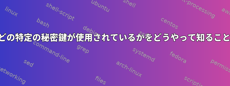 1つのSSH接続にどの特定の秘密鍵が使用されているかをどうやって知ることができますか？