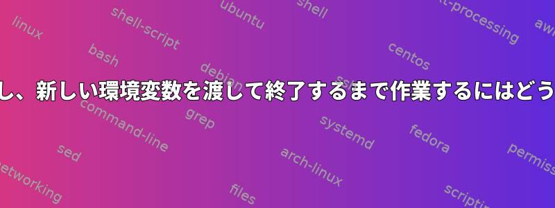 新しいシェルを起動し、新しい環境変数を渡して終了するまで作業するにはどうすればよいですか？