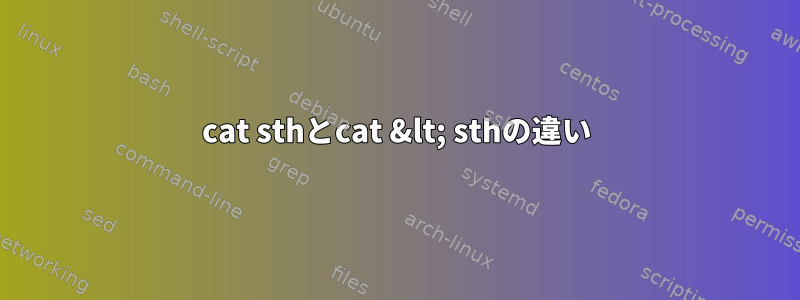 cat sthとcat &lt; sthの違い