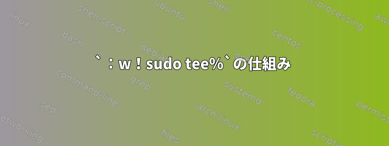 `：w！sudo tee％`の仕組み