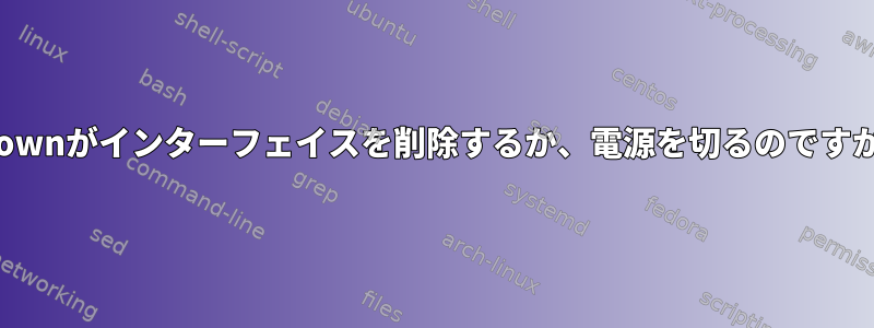 ifdownがインターフェイスを削除するか、電源を切るのですか？