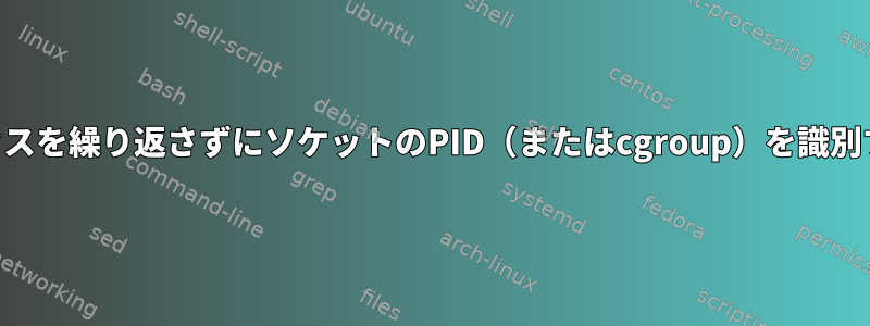 /proc/のすべてのプロセスを繰り返さずにソケットのPID（またはcgroup）を識別する方法はありますか？