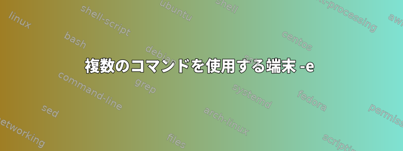 複数のコマンドを使用する端末 -e