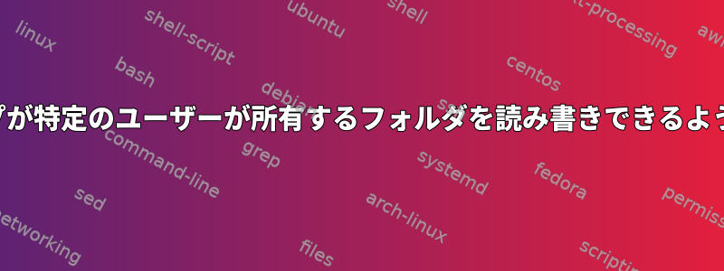 グループが特定のユーザーが所有するフォルダを読み書きできるようにする