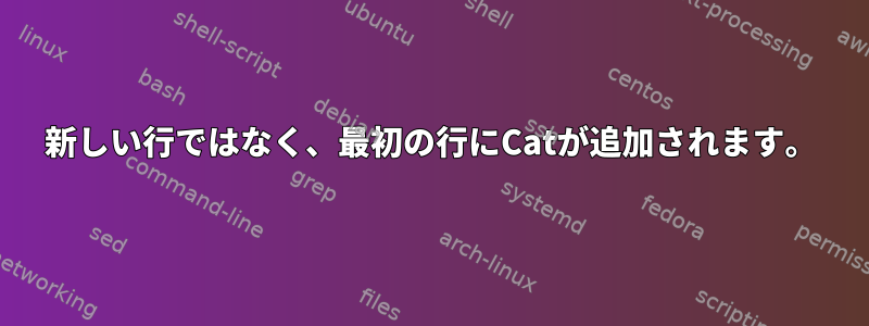 新しい行ではなく、最初の行にCatが追加されます。