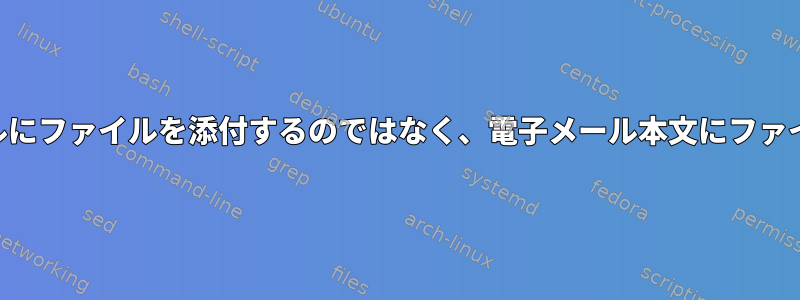 Uuencodeは添付ファイルにファイルを添付するのではなく、電子メール本文にファイルの内容を表示します。