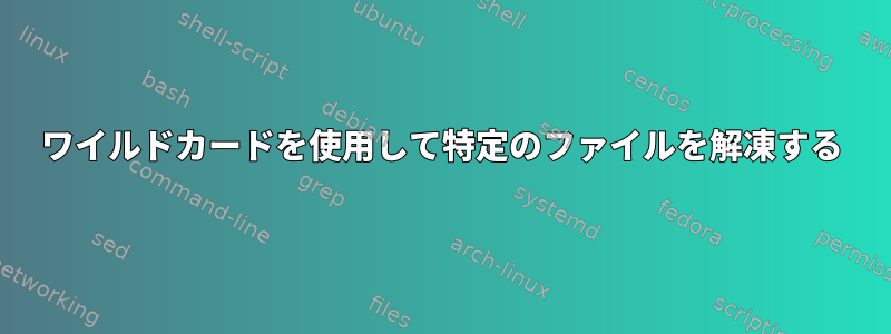 ワイルドカードを使用して特定のファイルを解凍する