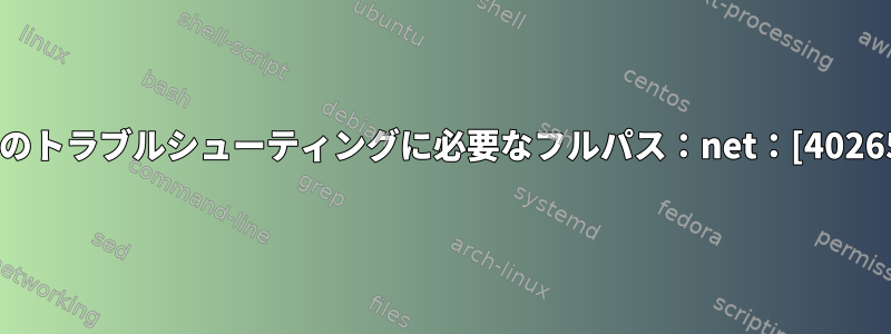 SELinuxのトラブルシューティングに必要なフルパス：net：[4026532292]