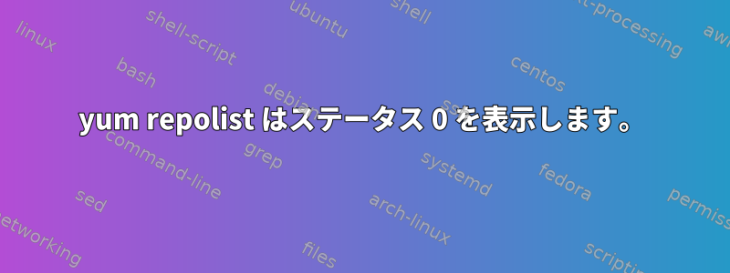 yum repolist はステータス 0 を表示します。