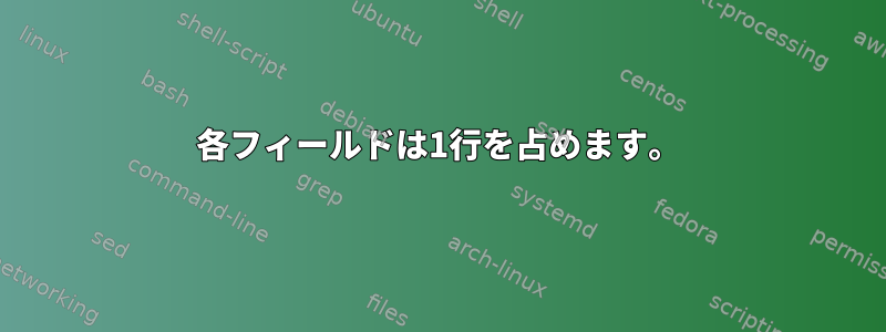 各フィールドは1行を占めます。