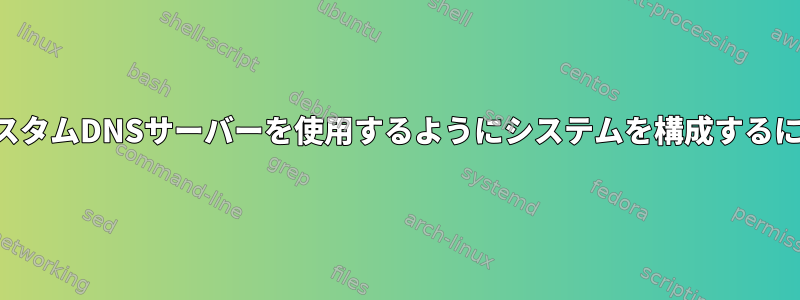 特定のドメインに対してカスタムDNSサーバーを使用するようにシステムを構成するにはどうすればよいですか？