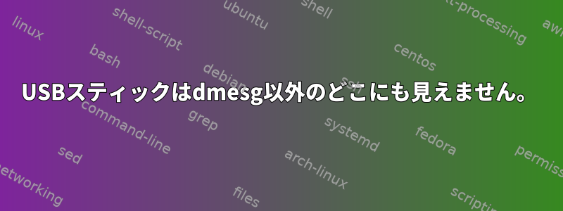 USBスティックはdmesg以外のどこにも見えません。