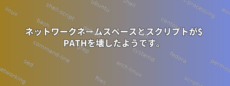 ネットワークネームスペースとスクリプトが$ PATHを壊したようです。