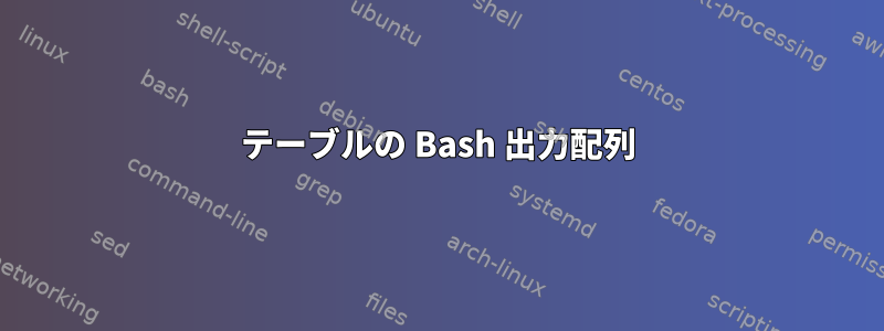 テーブルの Bash 出力配列