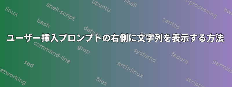 ユーザー挿入プロンプトの右側に文字列を表示する方法