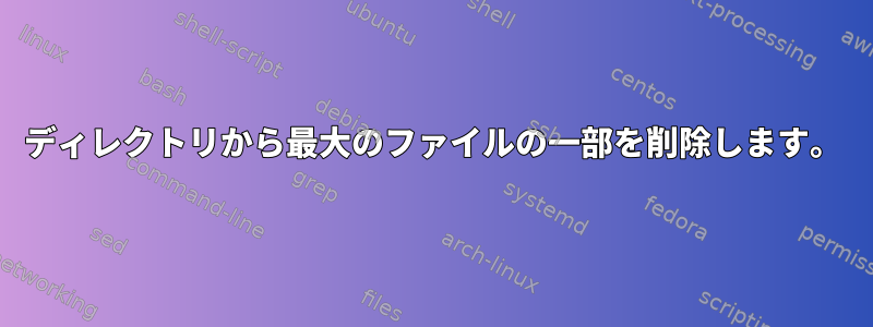 ディレクトリから最大のファイルの一部を削除します。