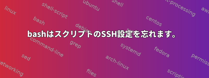 bashはスクリプトのSSH設定を忘れます。