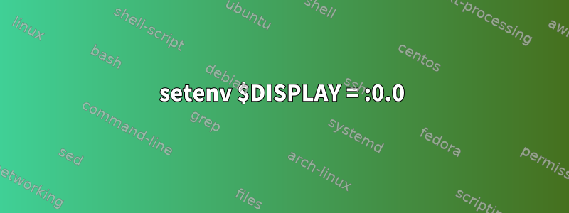 setenv $DISPLAY = :0.0