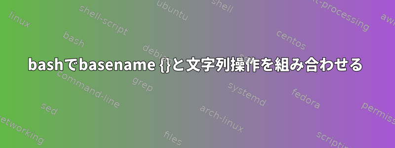 bashでbasename {}と文字列操作を組み合わせる