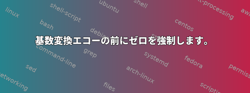 基数変換エコーの前にゼロを強制します。