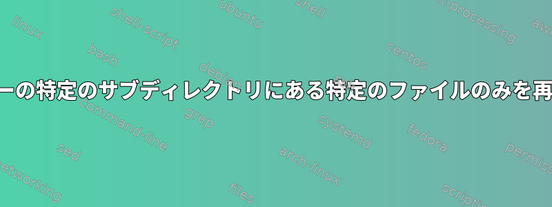 リモートサーバーの特定のサブディレクトリにある特定のファイルのみを再帰的に同期する