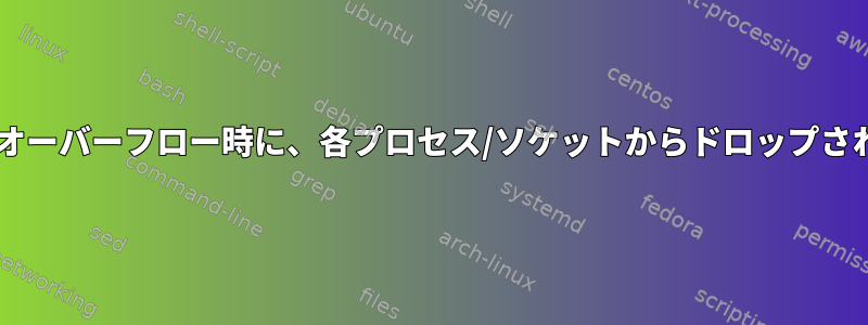 UNIXドメインソケットのソケットバッファオーバーフロー時に、各プロセス/ソケットからドロップされたパケットをどのように確認できますか？