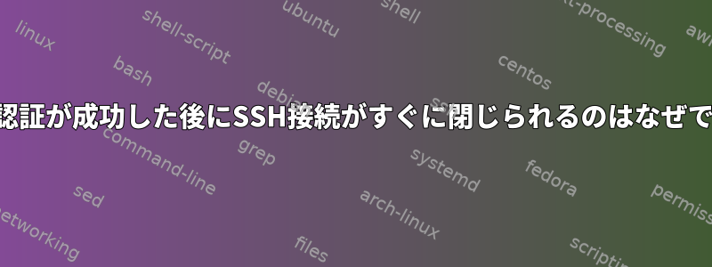 公開鍵認証が成功した後にSSH接続がすぐに閉じられるのはなぜですか？