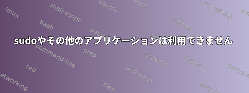 sudoやその他のアプリケーションは利用できません