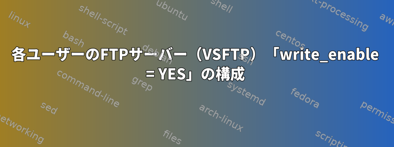 各ユーザーのFTPサーバー（VSFTP）「write_enable = YES」の構成