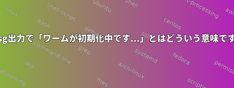 dmesg出力で「ワームが初期化中です...」とはどういう意味ですか？