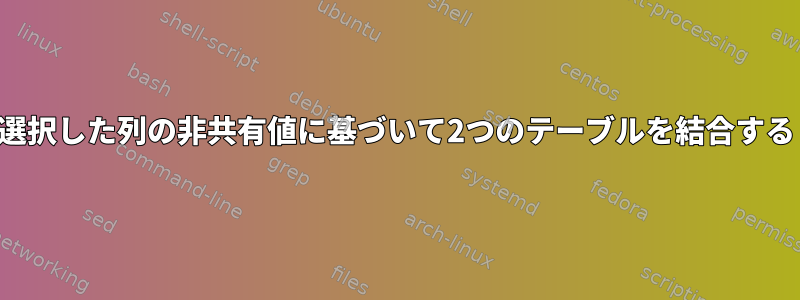 選択した列の非共有値に基づいて2つのテーブルを結合する